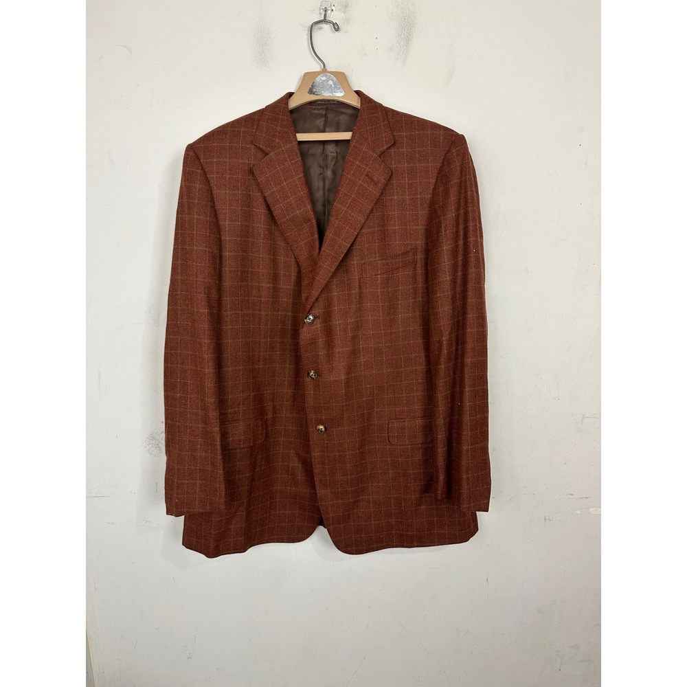 Ermenegildo Zegna Wool Cashmere Windowpane Sport Coat Rust 3B